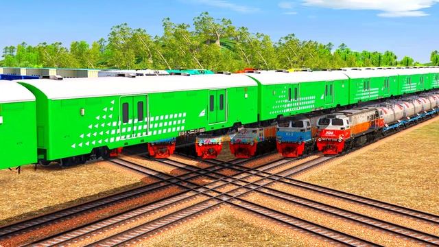 18 PASSENGER & FREIGHT TRAINS CROSSING ON TOP THREE LEVELS AT BRANCH RAILROAD TRACK #27 смотреть онлайн