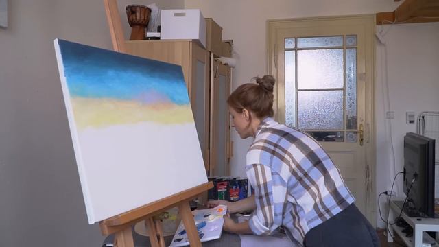 ASMR the GREATEST dedication to recreate Bob Ross video one day | Learning to paint sky смотреть онлайн