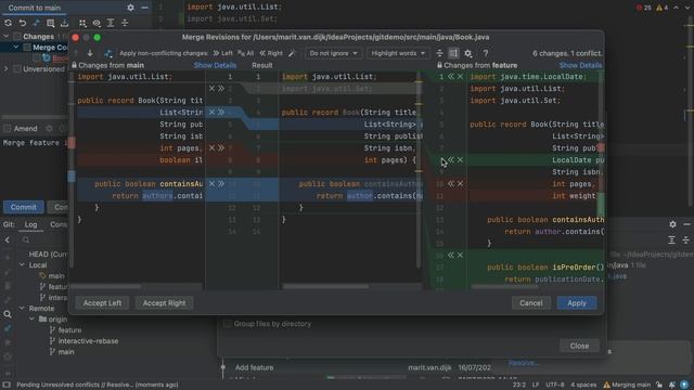 IntelliJ IDEA: Resolving Merge Conflicts in Git смотреть онлайн