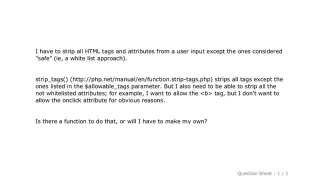HTML : PHP function to strip tags, except a list of whitelisted tags and attributes смотреть онлайн