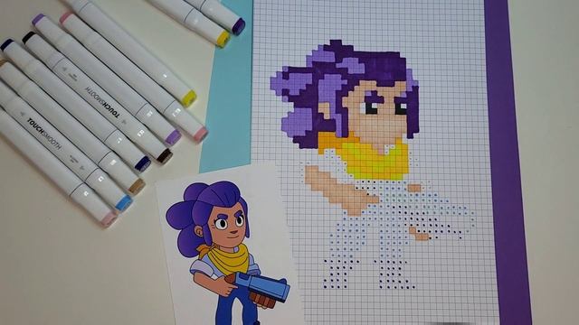 How to draw Brawl Stars Shelly | Pixel Art | Как нарисовать Бравл Старс Шелли | Рисунок по клеточка смотреть онлайн