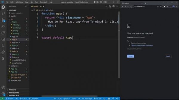How To Run React App In Terminal on command line cmd cli bash (VSCode)