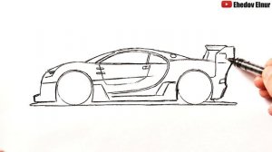 Как нарисовать Бугатти | Уроки рисования | Ehedov Elnur