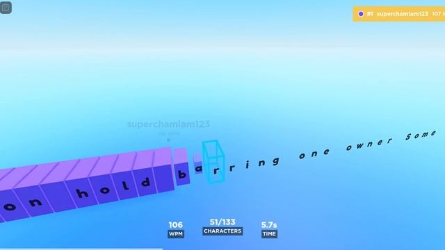 Roblox: Type Race (Normal Mode: 106wpm) смотреть онлайн
