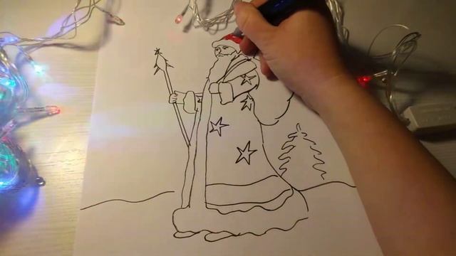 Как нарисовать Деда Мороза смотреть онлайн