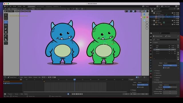 Objects, Layers, Collections and Timelines in Grease Pencil Blender 2.93 2D Animation смотреть онлайн