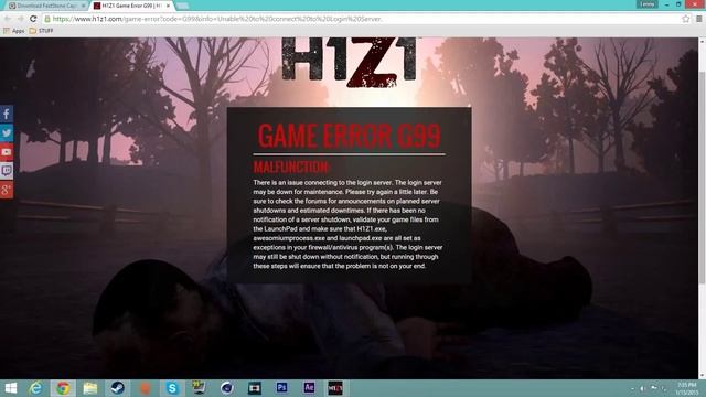 H1Z1:GAME ERROR G99 MALFUNCTION SERVER CONNECTION ERROR смотреть онлайн