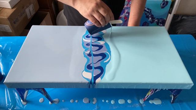 Dutch Pour - Acrylic Fluid Art (Blue & Silver) This is my first video! YAY! #001 смотреть онлайн