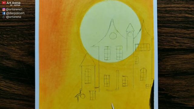 Halloween Drawing with Oil Pastels - step by step смотреть онлайн