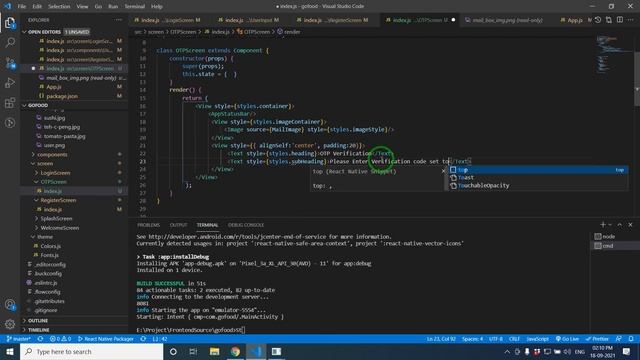 How to Create Food Delivery App in React Native | React Native Tutorial | OTP Screen смотреть онлайн