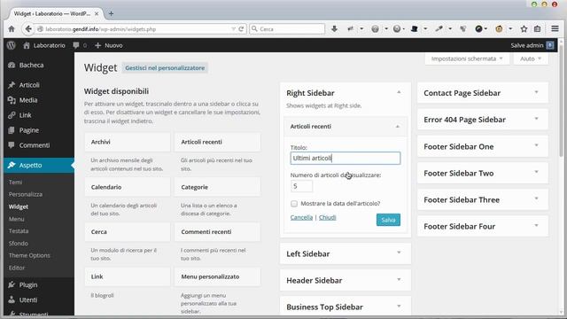 Tutorial su come gestire sidebar e widget in WordPress смотреть онлайн