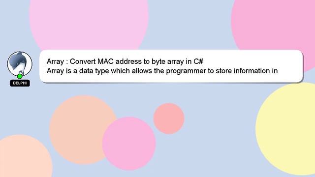 Array : Convert MAC address to byte array in C# смотреть онлайн