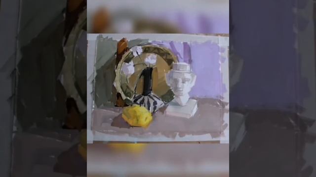 GOUACHE PAUINTING TUTORIAL. Натюрморт гуашью смотреть онлайн