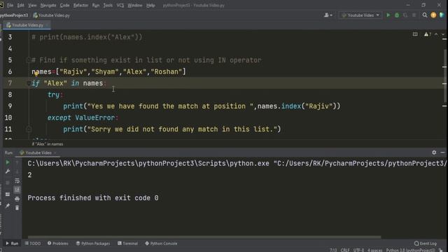 Find index of any item given in the list or check if any list item exist in the list or not ? смотреть онлайн