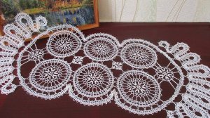 Брюггское кружево - салфетка крючком из круглых мотивов. Часть 3