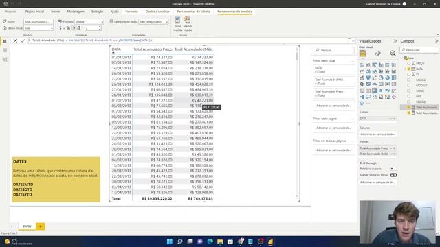 Como Calcular o TOTAL ACUMULADO no Power BI com a Função (DAX) DATESMTD, DATESQTD, DATESYTD смотреть онлайн