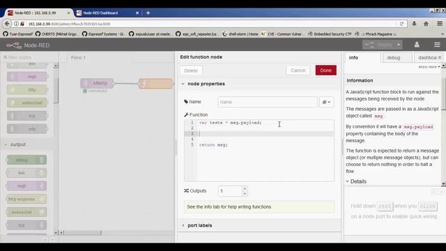 Exemplos com Node-Red (JE03) смотреть онлайн