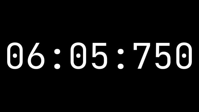 Countdown Timer 12 Minutes, 34 Seconds [12:34:000] - White On Black With Milliseconds