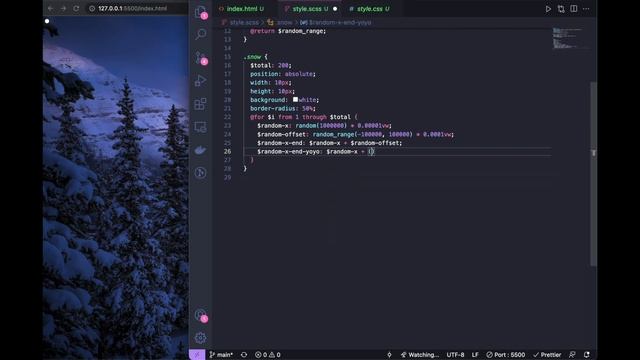 Animated Snow Falling Background - HTML CSS (SCSS) - No JavaScript смотреть онлайн