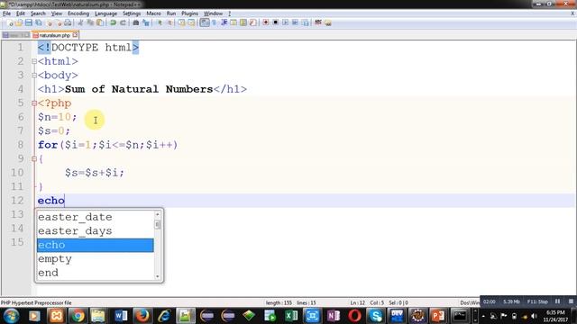 24 PHP | How to print sum of natural numbers in php using for loop | by Sanjay Gupta смотреть онлайн