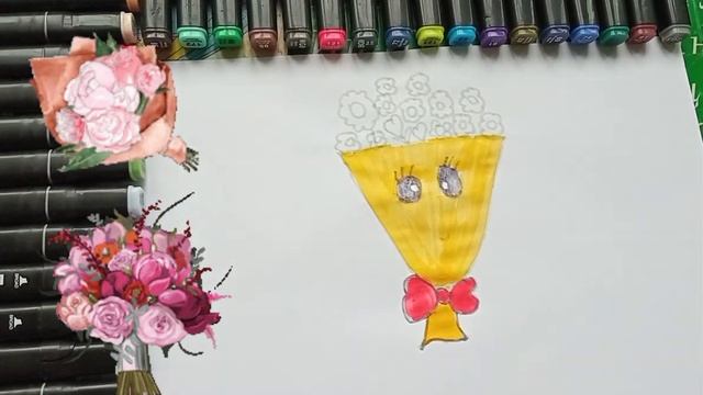 Drawing for children bucket | Как можно нарисовать букет. смотреть онлайн