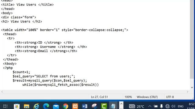 VIEW RECORD FROM DATABASE USING PHP смотреть онлайн