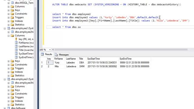 Темпоральные таблицы (Temporal Tables) в SQL Server 2016 смотреть онлайн