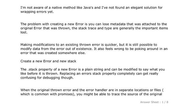 JavaScript : Re-throwing exception in NodeJS and not losing stack trace смотреть онлайн