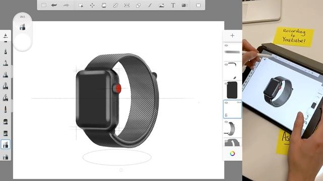 Sketchbook Pro On The IPad Pro: Apple Watch Rendering