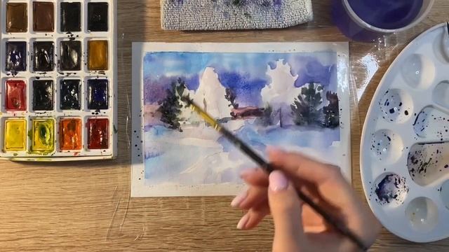 Как нарисовать Сибирь карандашом и акварелью начинающим | Рисунок для детей смотреть онлайн