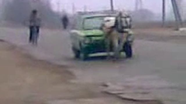 Лошадь с телегой Запарожец смотреть онлайн