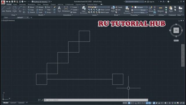 Modify Command AutoCAD2020 (Move, Copy, Mirror and Trim) | RU TUTORIAL HUB смотреть онлайн