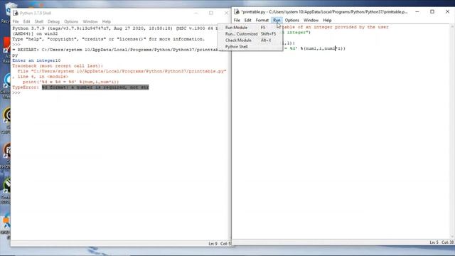 Python program to print table of an integer- Use of for loop, Exception handling, range (in Hindi) смотреть онлайн