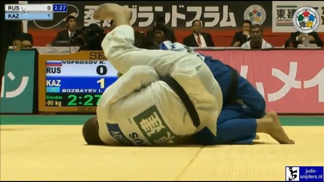 Kirill Voprosov (RUS) - Islam Bozbayev (KAZ) [-90kg] смотреть онлайн
