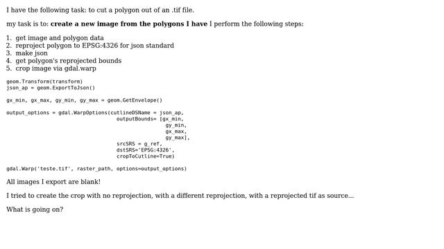 GIS: Gdal.warp outputs black image when cutting from json смотреть онлайн