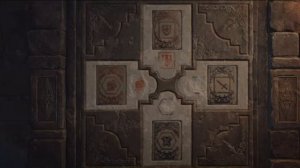 Resident evil 4 Remake Загадка замка - стена дверь с рыцарскими изображениями доспехов из плит камн
