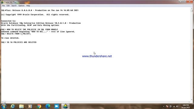 DELETING POLICIES AND RETRIEVE IN SQL FROM ORACLE смотреть онлайн