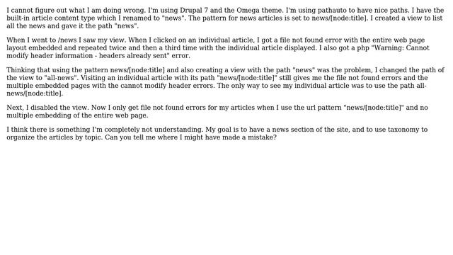 Drupal: Cannot view individual article, instead the node's link displays all articles смотреть онлайн
