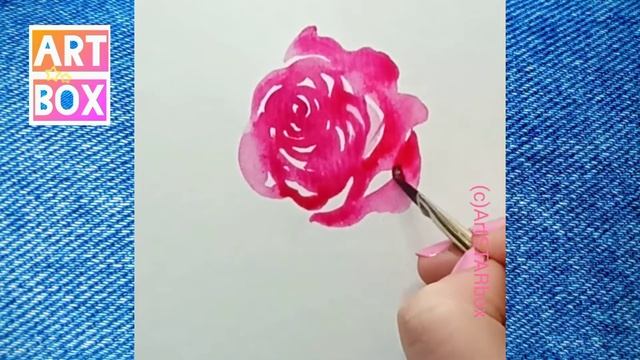 Как нарисовать РОЗУ супер просто акварелью пошагово?Painting ROSE by watercolour step BY step смотреть онлайн