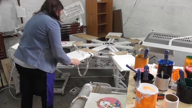 Шелкография карусель. Полуавтомат, печать 6 красок. смотреть онлайн