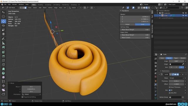 Quick Cinnamon Roll shape modeled with Blender3D смотреть онлайн