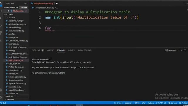 Print Multiplication Table in Python||#100pythonProgramming||#pythonCode смотреть онлайн