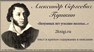 Пушкин А.С. «Элегия» («Безумных лет угасшее веселье...») стихотворение.