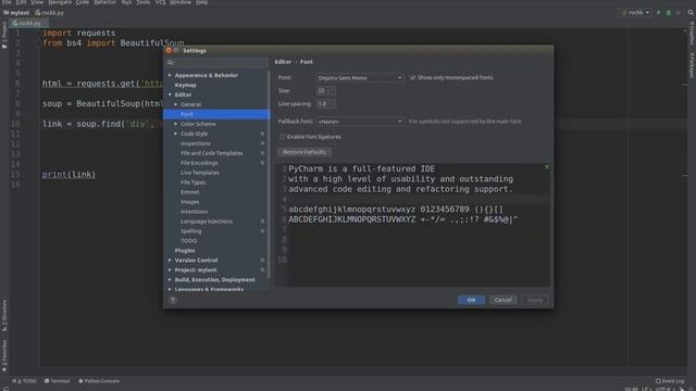Pycharm размер шрифта смотреть онлайн