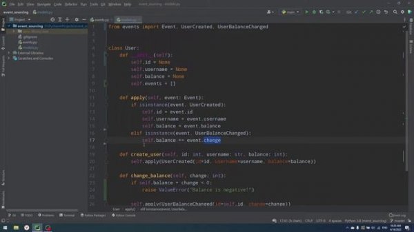 EVENT SOURCING IN PYTHON. SIMPLE CODE EXAMPLE