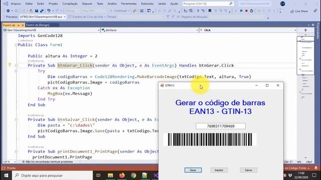 Gerar e imprimir código de barras EAN13 GTIN13 com VB.Net смотреть онлайн