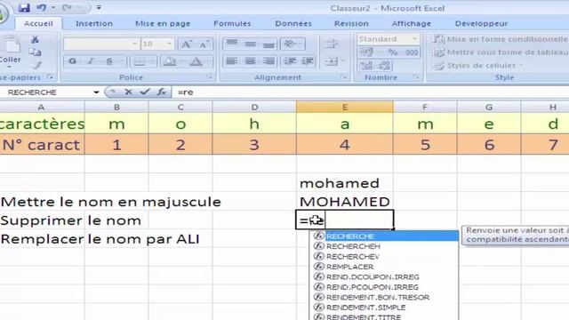 Microsoft Excel 2007 : La Fonction REMPLACER