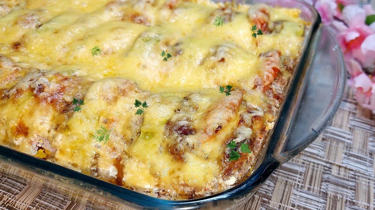 Вкуснее голубцов! Кабачки с фаршем в духовке. Быстрый и вкусный ужин из кабачков. смотреть онлайн