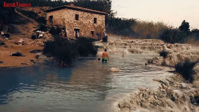 Le terme libere di Saturnia in notturna - Itinerari in Italia - Viaggio in Toscana [Travel in Italy смотреть онлайн