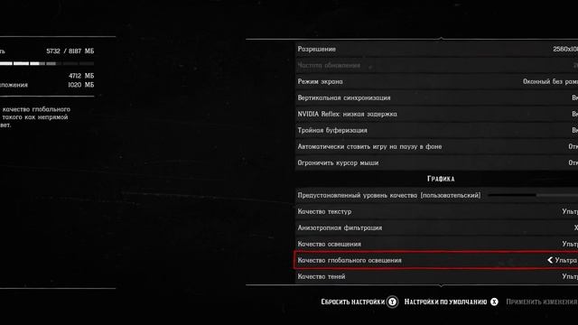 Настройки графики Red Dead Redemption 2 RDO
